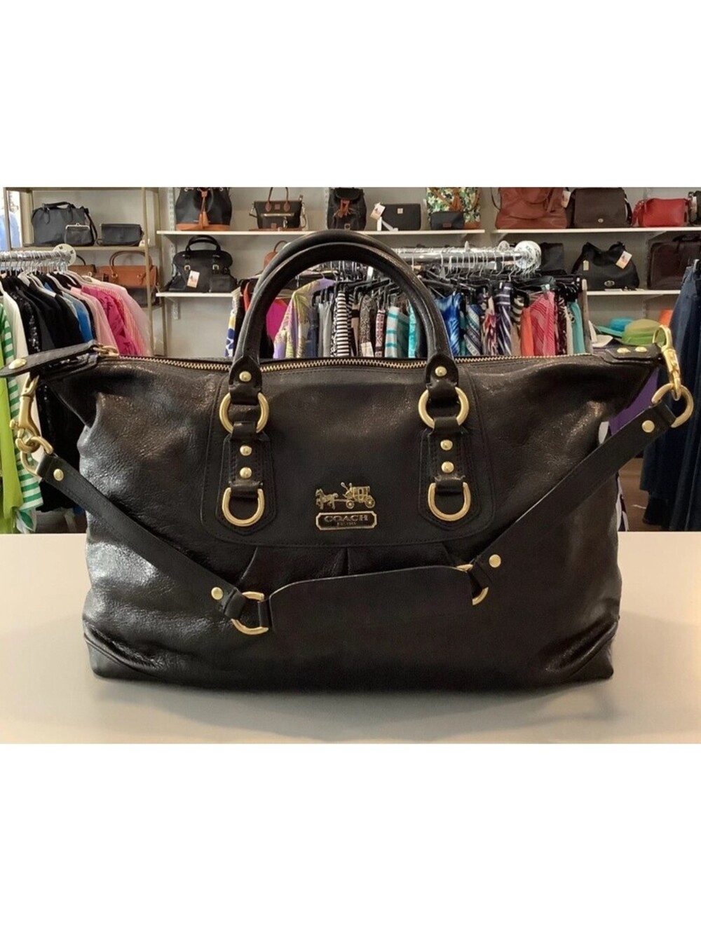 Coach Rare Madison Sabrina Black Leather Bag 17"×8.5"×8"